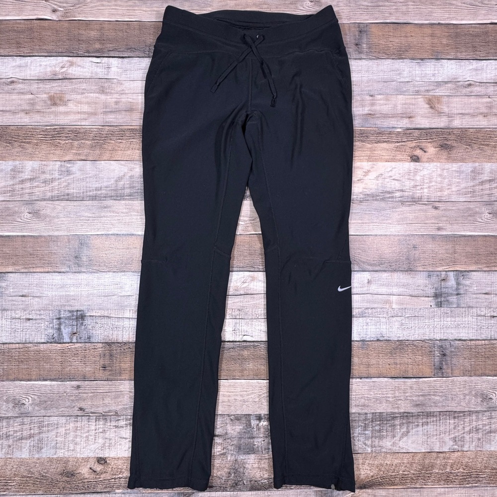 Nike Fit Dry Running Pants Black Womens Small Ankle Zip Training Jogger
